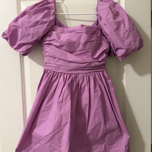 Elegant Puff Sleeve Mini Dress in Purple - Picture 4 of 4